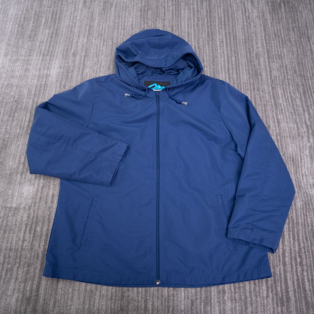 Tri-Mountain‎ Windbreaker Womens L Blue Excellent Hooded Full Zip Mesh Lining
